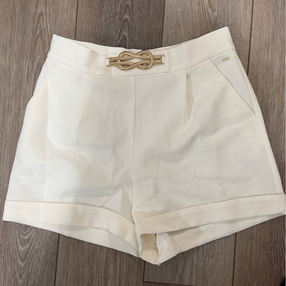 Guess Cream High-Waist Shorts with Gold Accent - Picture 6 of 6